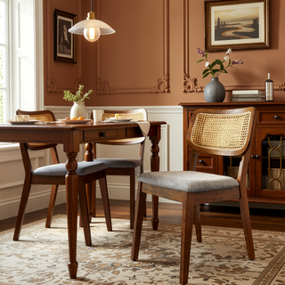 Sunvega Orange Velvet Dining Chair Set of 2 with Armless Design and Solid Wood Frame
