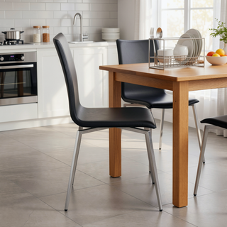 Sunvega Modern Upholstered Chair with Faux Leather and Swiveling Stainless Steel Base