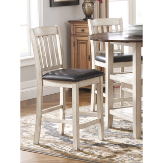 Sunvega White and Dark Cherry Finish Counter Height Table with 2 Drop Leaves