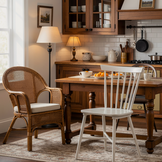 Sunvega Solid Rubberwood Mid-Century Modern Spindle Back Dining Chair Set of 2