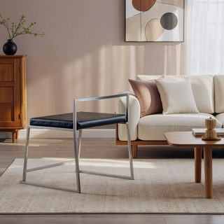 Sunvega Modern Stackable Dining Chairs with Upholstered Seat and Metal Frame Set of 2
