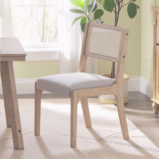 Sunvega Modern Farmhouse PU Dining Chairs with Thick Padded Seat and Solid Wood Legs