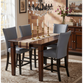 Sunvega Counter Height Upholstered PU Chair Set with Footrest and Chrome Nailhead Trim