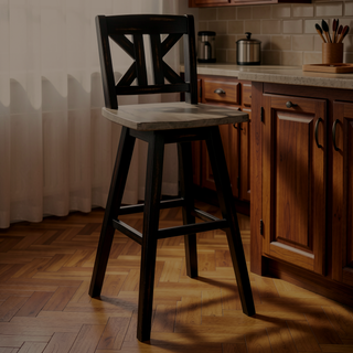 Sunvega Solid Rubberwood Counter Height Dining Table with Distressed Gray Finish