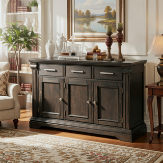 Sunvega Transitional Espresso Frame Side Chairs with Padded Seat Back and Nailhead Trim