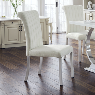 Sunvega Contemporary Gold and White Channel Tufted Back Dining Chair with O-Shaped Legs
