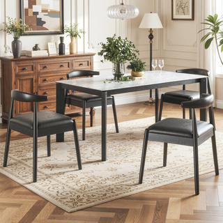 Sunvega Mid-Century Modern Dining Chairs Set of 2 with Solid Oak Frame and Handwoven Seat