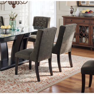 Sunvega Modern Wingback Dining Chairs with Ash Black Polyfiber Upholstery and Dark Espresso Frame