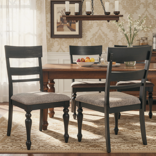 Sunvega Mango Oak Wood Dining Side Chair Set of 2 with Foam-Padded Seats