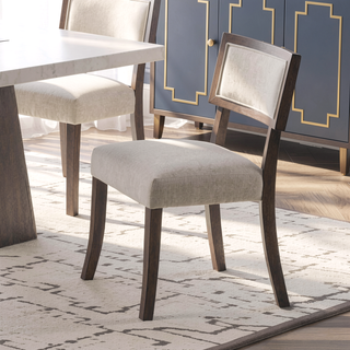 Sunvega Contemporary Dark Walnut and Light Gray Upholstered Side Chair Set of 2