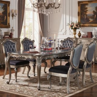 Sunvega Silver Gray and Antique Platinum Tufted Side Chair with Padded Cushions