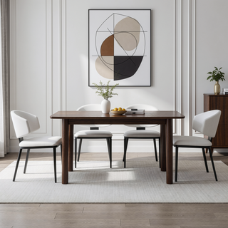 Sunvega Modern PU Leather Upholstered Dining Chairs with Crescent Backrest Set of 2