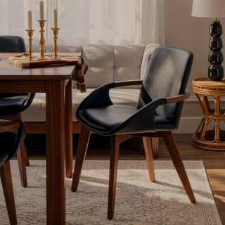 Sunvega Mid-Century Modern Cosmo Chair with Walnut Wood Legs and Faux Leather