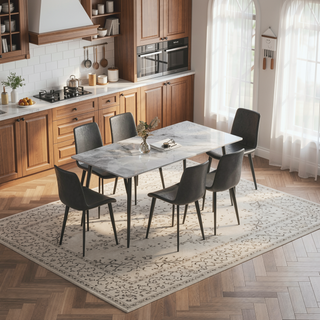 Sunvega Modern Leather Dining Chair with Sleek Metal Legs for Kitchen