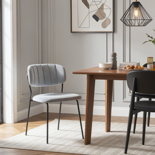 Sunvega Set of 2 Stable Velvet Upholstered Dining Chairs with Metal Legs