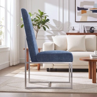 Sunvega Modern Velvet Upholstered Stainless Steel Dining Chair with Chrome Finish