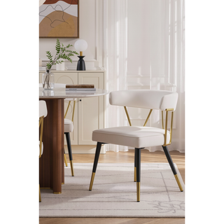 Sunvega Stylish Velvet Dining Chairs with Gold Trim and Padded Seat Set of 2