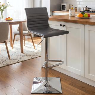 Sunvega Adjustable Swivel Barstool with Faux Leather Seat and Chrome Base