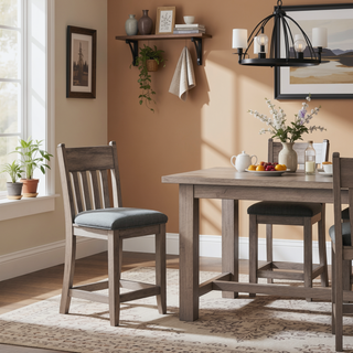 Sunvega Rustic Gray Upholstered Seat Counter Stool Set of 2