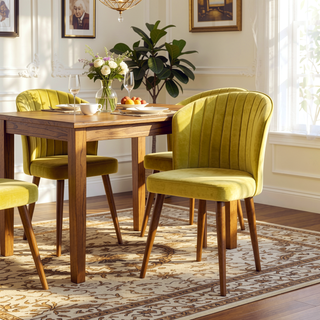 Sunvega Navy Blue Velvet Parsons Dining Chair Set with Solid Wood Structure