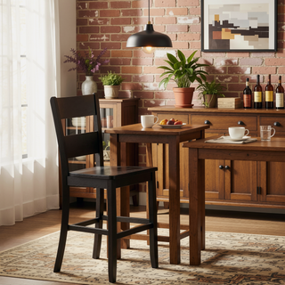Sunvega Distressed Walnut Counter Height Ladder Back Chair with Scooped Seat (Set of 2)