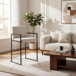 Sunvega Contemporary High Back Counter Stool Set of 3 with Padded Seat and Backrest