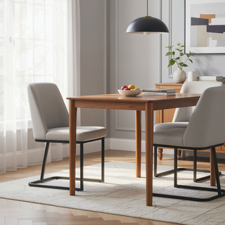 Sunvega Modern Upholstered Faux Leather Dining Chair with Black Metal Base