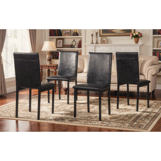 Sunvega Red Faux Leather Upholstered Metal Frame Dining Chairs Set of 4