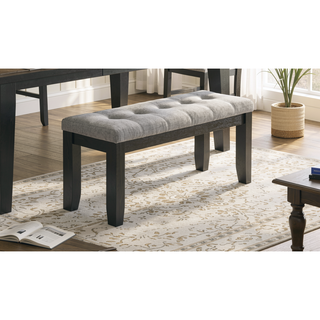 Sunvega Contemporary Tufted Gray Upholstery Bench with Tapered Wood Legs for Bedroom