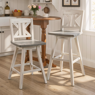Sunvega Solid Rubberwood Counter Height Dining Table with Distressed Gray Finish