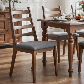 Sunvega Walnut Finish Extendable Dining Table with Self Storing Leaf Wooden Furniture