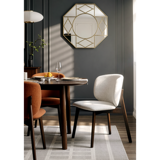 Sunvega Mallin Gray Chenille & Walnut Side Chair with Padded Seat and Back Cushion