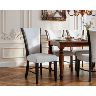 Sunvega Contemporary Glam Upholstered Dining Side Chair with Plush Gray Fabric