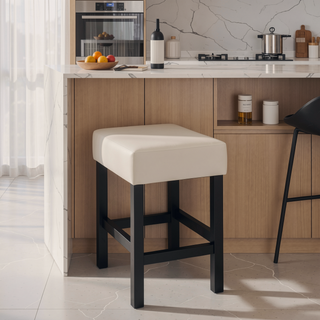Sunvega Soft Bonded Leather Backless Counter Stools Set of 2 for Kitchen and Living Room