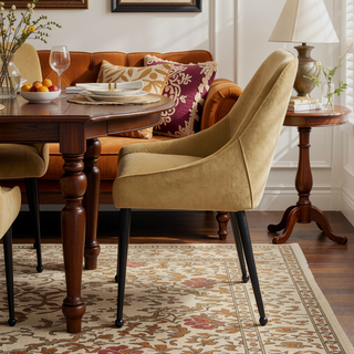 Sunvega Foam-Padded Upholstered Dining Side Chairs with Sloped Arms and Elegant Handle