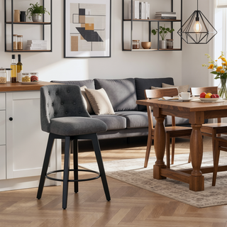 Sunvega 360° Swivel Bar Stools Set of 2 with Stain-Resistant Tufted Back