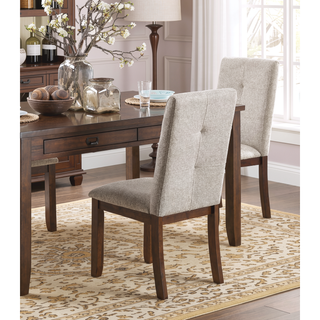 Sunvega Dark Cherry Finish Wood Frame Chenille Upholstered Dining Chairs Set of 2