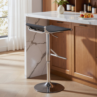 Sunvega Adjustable Chrome Bar Stool with Black Mesh Seat and Swivel Base