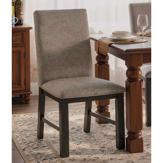 Sunvega Antique Black and Gray Finish 2pc Side Chair with Pleated Back and Upholstered Seat