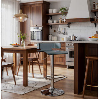 Sunvega Modern Acrylic and Chrome Bar Stool with Swivel Seat and Footrest
