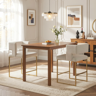Sunvega Modern Velvet Upholstered Counter Stool Set of 2 with Gold Metal Legs