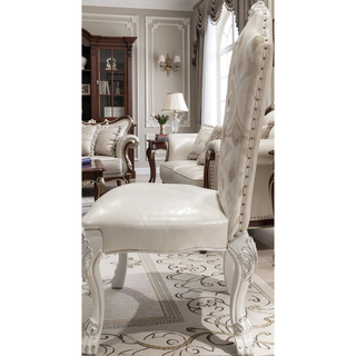 Sunvega Ivory and Bone White Side Chair Set with Claw Legs and Tufted Back