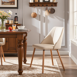 Sunvega Contemporary Faux Leather Upholstered Dining Accent Chair with Tapered Wood Legs