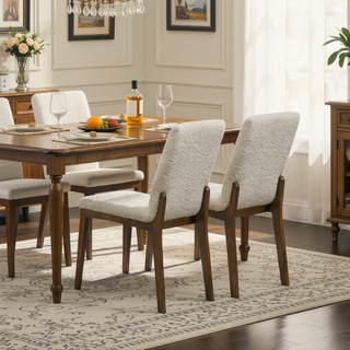 Sunvega Mid-Century Modern Burnt Orange Velvet Dining Chair Set with Walnut Solid Wood Base