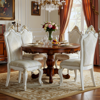 Sunvega Butterscotch Faux Leather Upholstered Side Chairs with Antique Pearl Finish