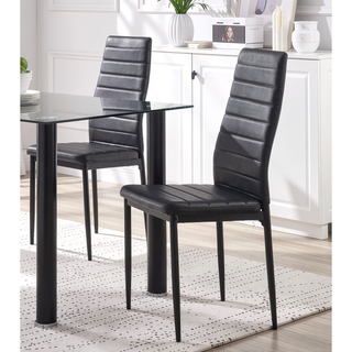Sunvega Modern Black Metal Side Chairs with Faux Leather Upholstery 2pc Set