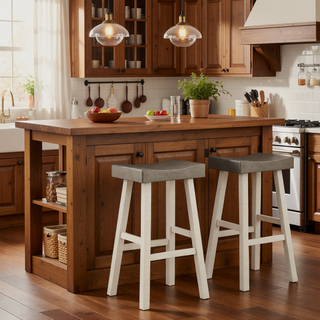 Sunvega 4-Piece Counter Height Dining Set with Table and 3 Stools in White and Coffee