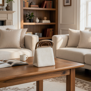 Sunvega Arched Back Wood and Upholstered Counter Stool Set of 2 in Ivory White Boucle