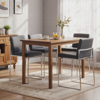 Sunvega Contemporary High Back Counter Stool with Padded Seat and Backrest in Grey