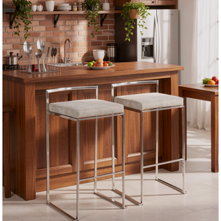 Sunvega Contemporary Stackable Barstool Set with Upholstered Padded Seat